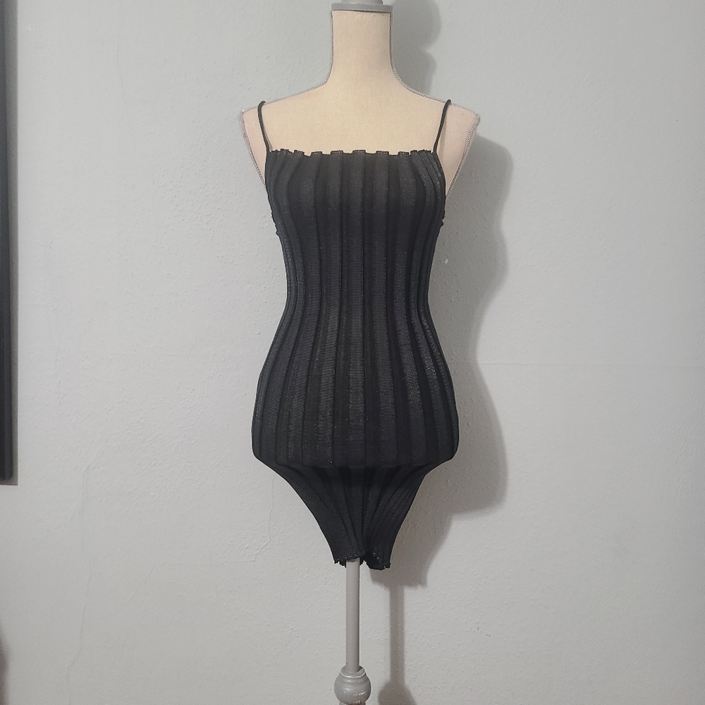 A. ROEGE HOVE Black Katrine Rib Knit Dress Black NWT M/L